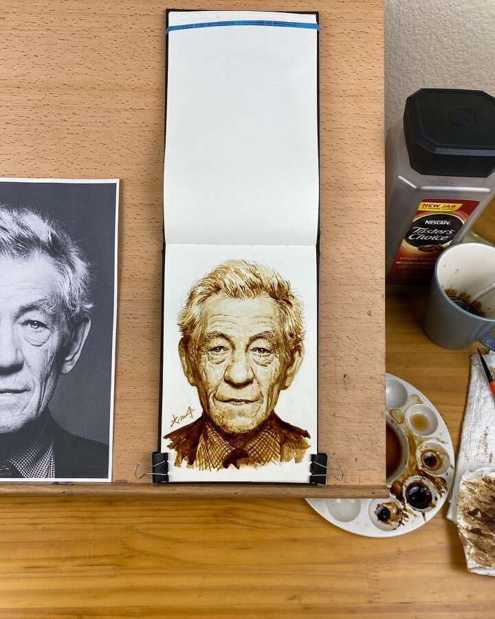 06-Ian-McKellen-Celebrity-Coffee-Paintings-Kisoo-Chai-www-designstack-co
