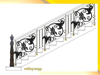 Desain Khusus Railing Tangga Besi Tempa Klasik Terbaru dengan perpaduan Besi Tempa