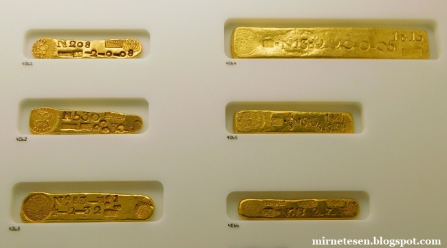 Золотые слитки из колониальной Бразилии. Музей денег, Лиссабон