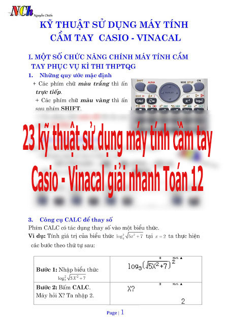 [Tomtatkienthuc.com] - 23 kỹ thuật sử dụng máy tính cầm tay Casio - Vinacal giải nhanh Toán 12