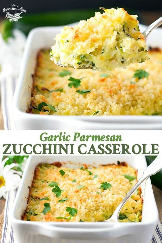This Garlic Parmesan Zucchini Casserole is an easy side dish recipe that pairs beautifully with just about any family meal!