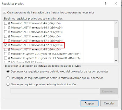 Prerequisitos para publicar una aplicación con Visual Studio 2019