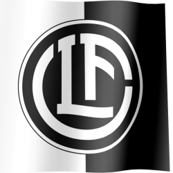 The waving fan flag of FC Lugano with the logo (Animated GIF)