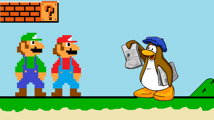 funny mario. Mario And Luigi Meet A Penguin