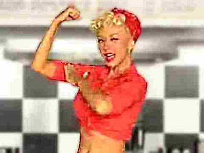 Christina Aguilera - still from Candyman video, Rosie the Riveter is STRONG