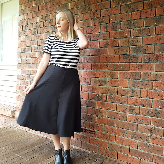 Target skirt and striped tee | Almost Posh