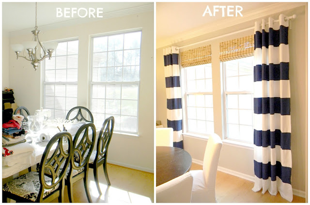 Seaside Interiors: DIY Navy Painted Curtains