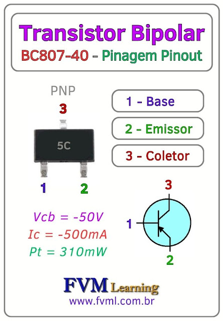 Datasheet-Pinagem-Pinout-transistor-pnp-SMD-BC807-40-(5C)-Características-Substituição-fvml