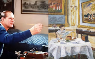 Prince Philip painting of the Queen at breakfast