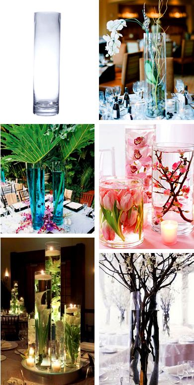 Budget Friendly Glass Cylinder Vases for Reception