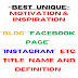No.1 Motivation And Inspiration Blog, Facebook Page, And Instagram Title Name With Definition Ideas.