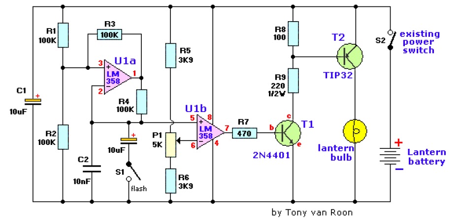 LANTERN DIMMER/ FLASHER CIRCUIT DIAGRAM ELECTRONIC PROJECT  