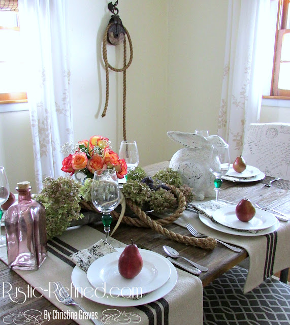 Tablescape for any season on a industrial dining table for that mix of rustic and modern decor