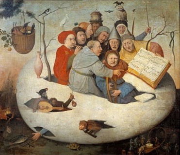 El Bosco, "El concierto en el huevo. Sátira de la alquimia simbolizada por el huevo filosofal"
