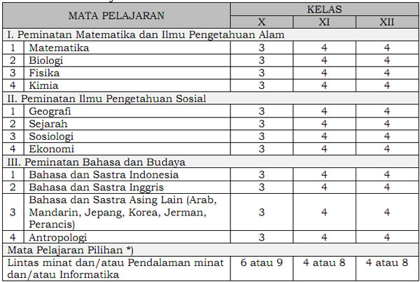 Mata Pelajaran Peminatan Akademik