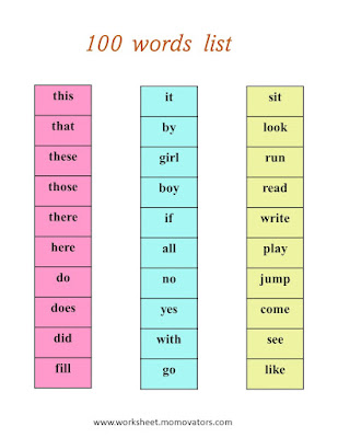 First 100 words book, 100 first words, first 100 words, first 100 words list, fry's first 100 words list @momovators