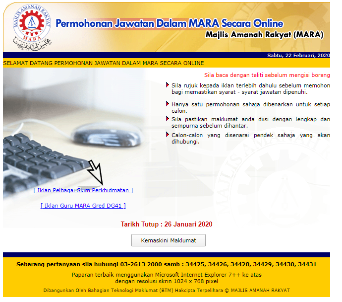 permohonan jawatan mara online