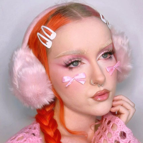 Maquillaje aesthetic y coquette con lacitos