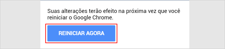 Reiniciando o navegador para salvar as alterações