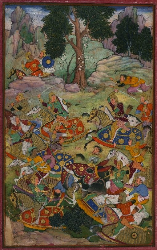 Islamic battle in Hindustan in manuscript painting