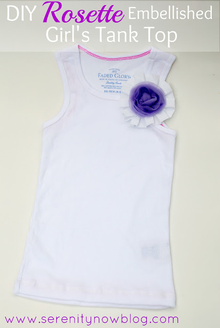 DIY Rosette Embellished Girl's Tank Top, Serenity Now blog