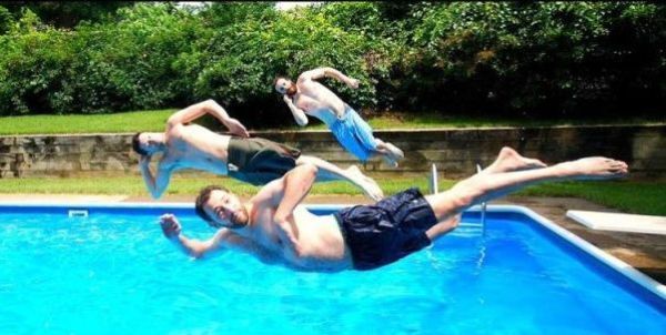 Funny Poses Above the Pool