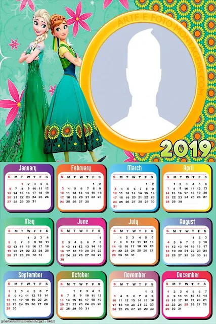 Frozen Fever 2019 Free Printable Calendar. 