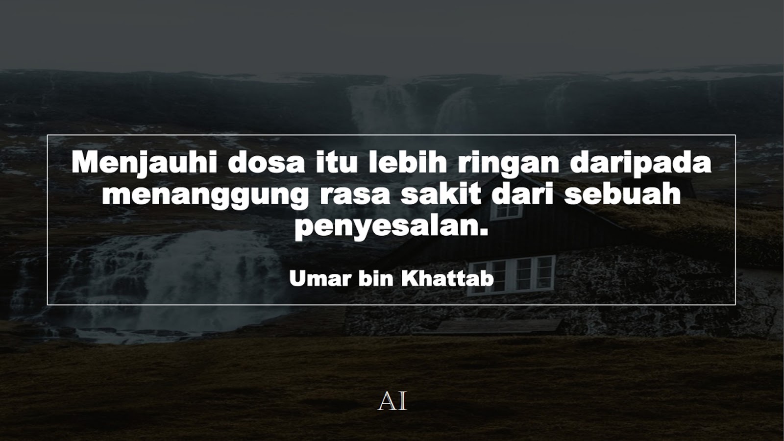 Wallpaper Kata Bijak Umar bin Khattab  (Menjauhi dosa itu lebih ringan daripada menanggung rasa sakit dari sebuah penyesalan.)