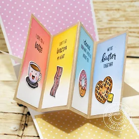 Sunny Studio Stamps: Breakfast Puns Origami Fold Love Themed Card by Lexa Levana