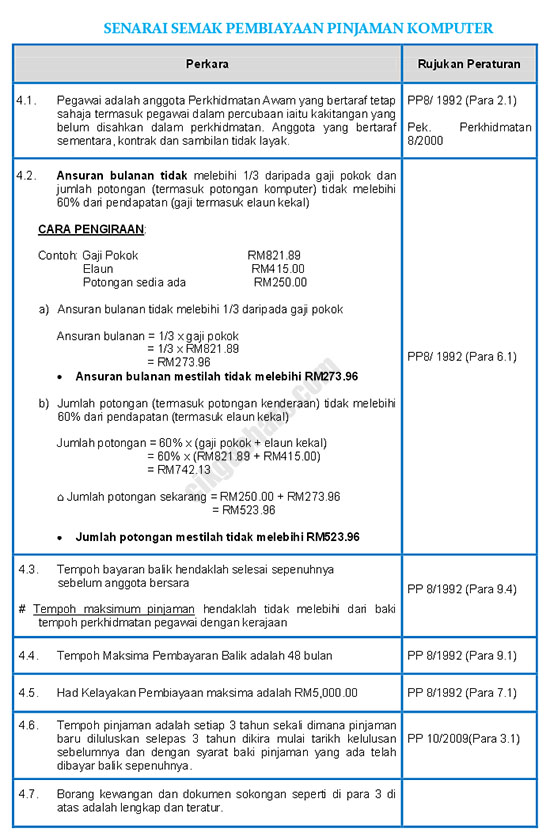 Panduan Pinjaman Pembiayaan Komputer Untuk Penjawat Awam 