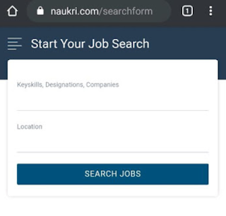 Naukri Search Form Page