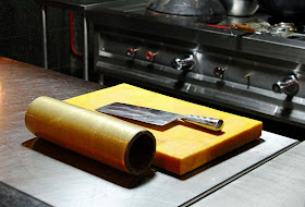 kitchen equipment of cutting board knife and cling film