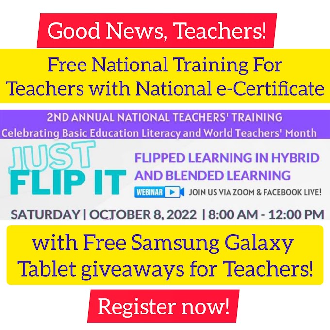 Free Webinar | 2nd Annual Teachers Training on Literacy and Numeracy and Celebration of the World Teacher's Month with e-Certificate | October 8 | Register now!