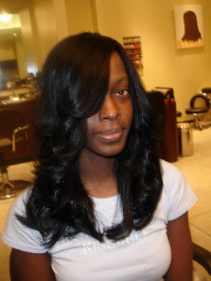 hairstyles with weave ponytails. black weave hairstyles. ponytail and bump bangs black weave hairstyles