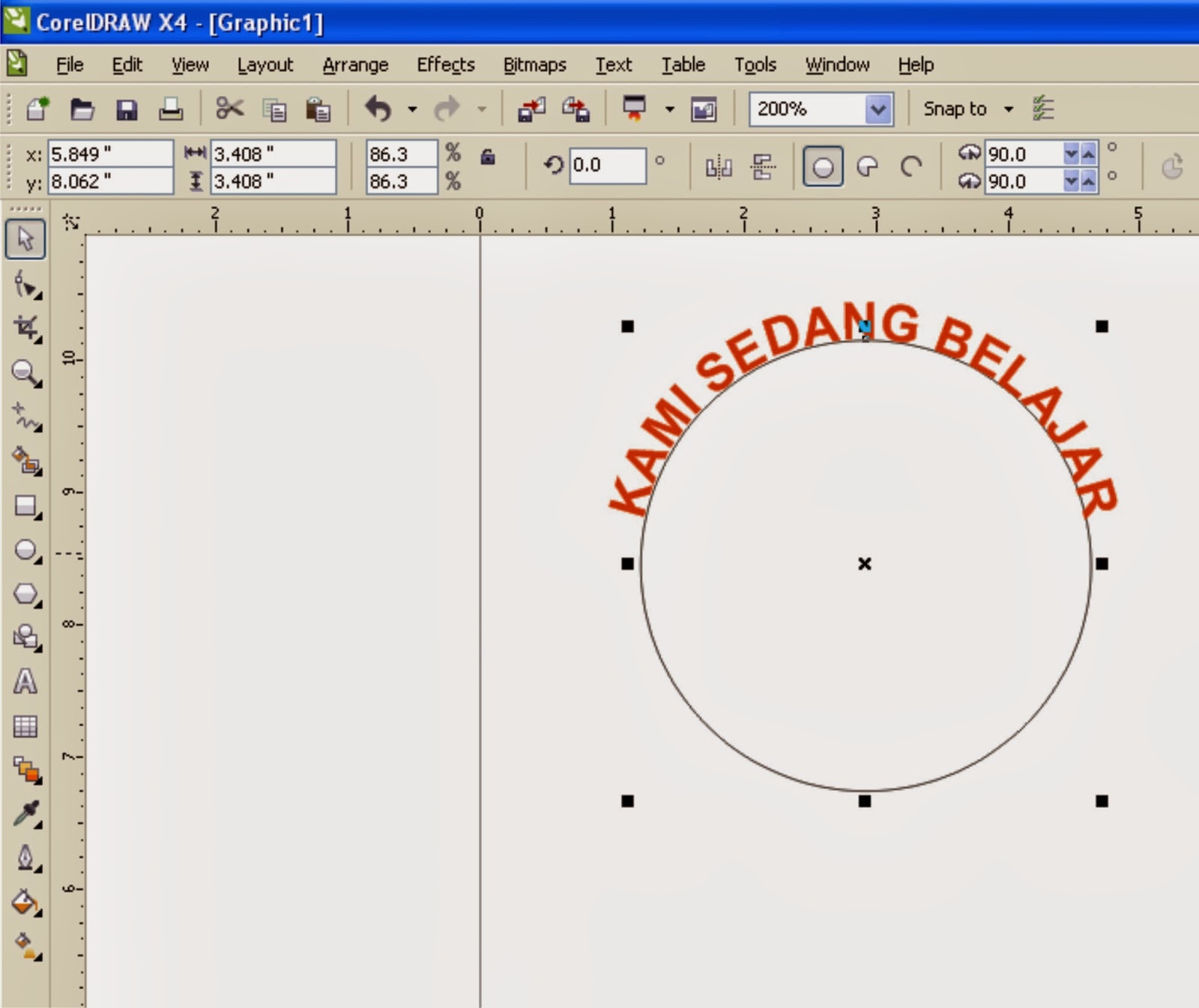 Cara Membuat Tulisan Melengkung  di di CorelDRAW