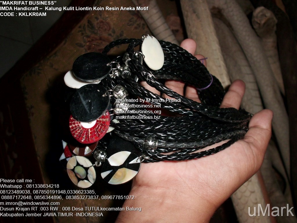  Kerajinan  Handicraft Kalung Kulit Liontin Resin  Kerang 