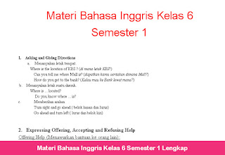 Materi Bahasa Inggris Kelas 6 Semester 1 Lengkap