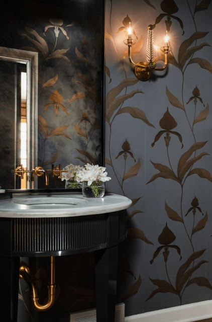 Eye For Design: Wallpapering Powder Rooms For Drama and Style