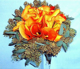 fresh orange cala lily wedding bouquet