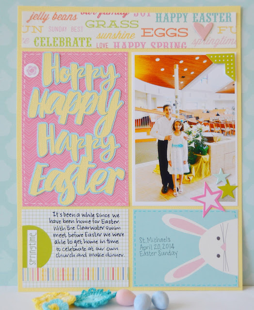 Hoppy Happy Easter Scrapbook Page featuring Eggcellent Adventure Free Digital Cut File by Juliana Michaels