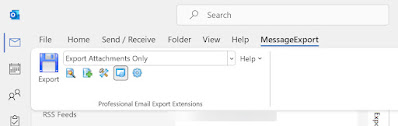 Screen image of the MessageExport toolbar in Outlook.
