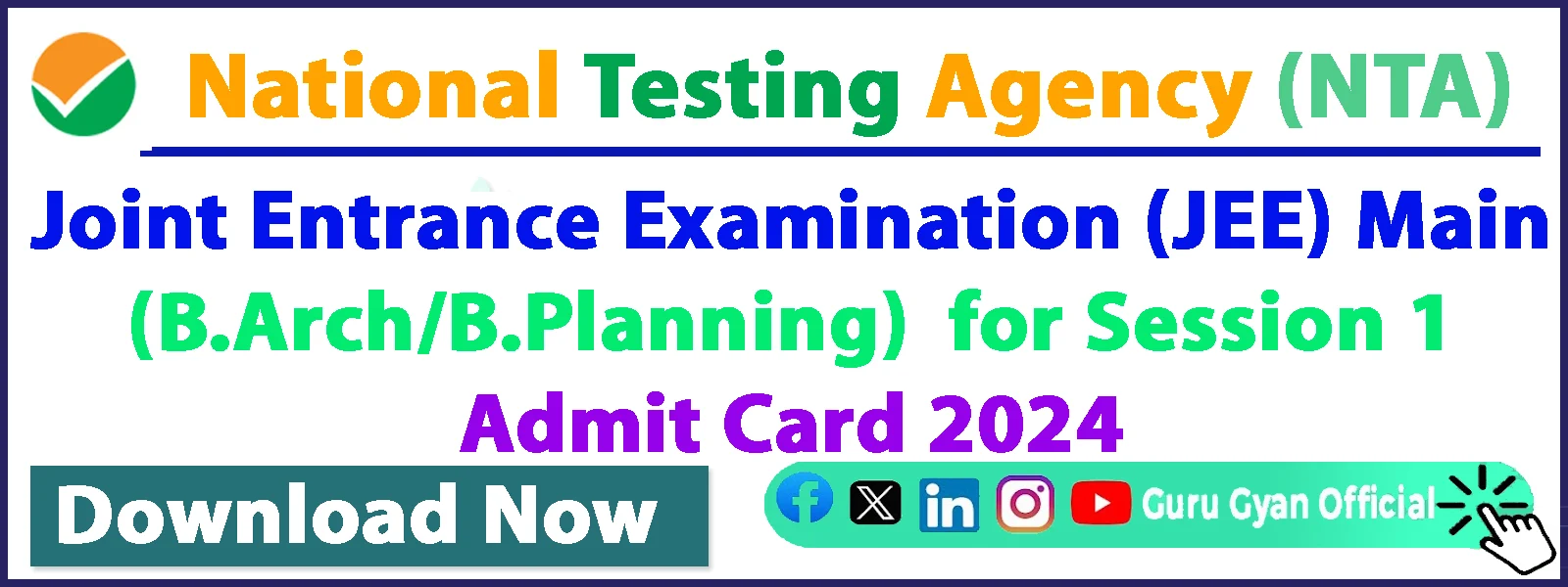 NTA JEE Mains (B.Arch/B.Planning) Admit Card 2024