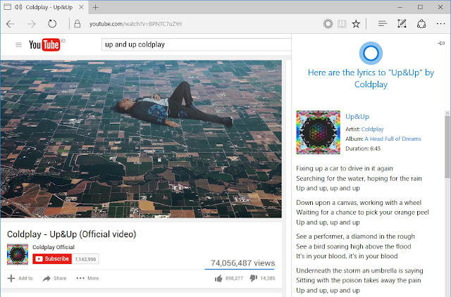 Perintahkan Cortana Menampilkan Lirik Ketika Memutar Lagu di Youtube Perintahkan Cortana Menampilkan Lirik Ketika Memutar Lagu di Youtube