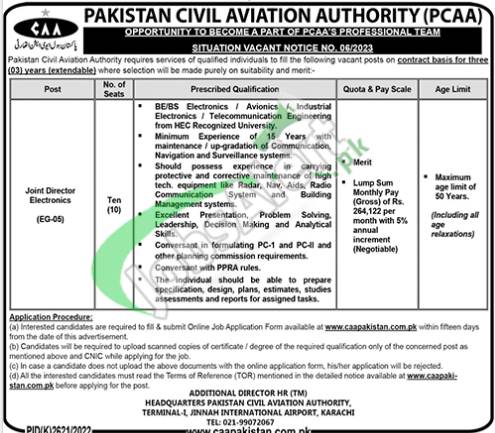 Civil Aviation Authority | CAA Jobs 2023 Application Form www.caapakistan.com.pk