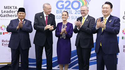 Presiden Prabowo Bertemu Para Pemimpin MIKTA di KTT G20 Brasil