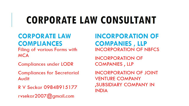 Practicing Company Secretary, R V Seckar, 09848915177 rvsekar2007@gmail.com, 