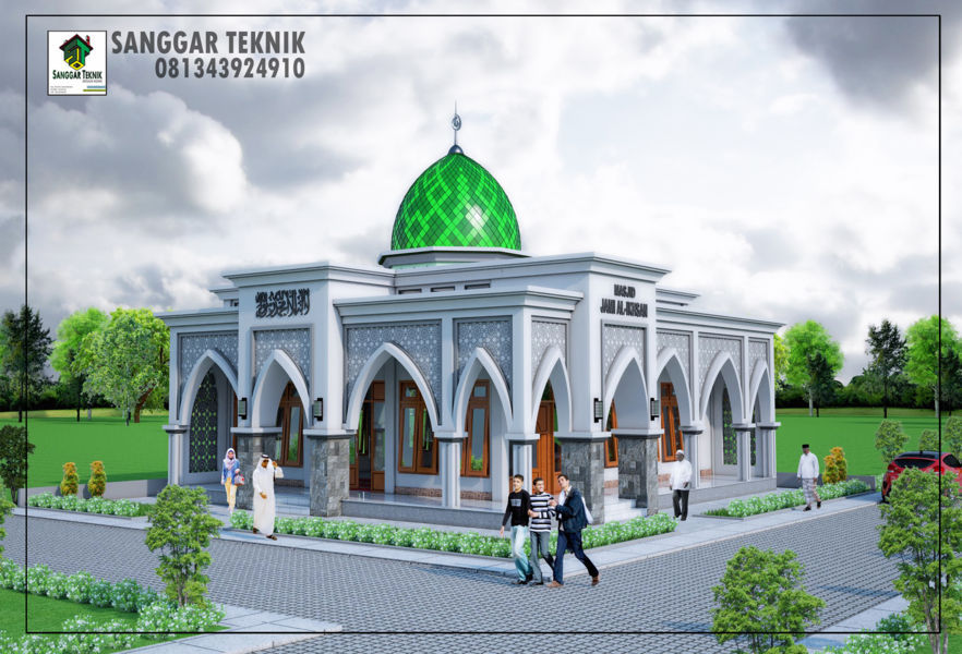 GAMBAR DESAIN  MASJID  12x12 MINIMALIS MODERN SANGGAR  TEKNIK 