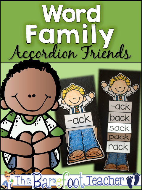 Meet the Word Families Accordion Friends! They will fit right in with the other rhyming or word families activities and ideas you're doing with your Preschool, Kindergarten, or First Grade students. Proven to increase engagement, your students won't be able to take their hands off them once they are made! 