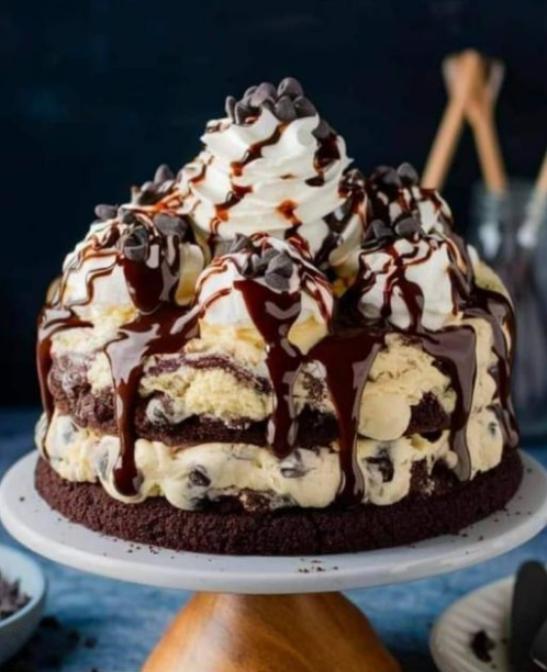 Decadent Chocolate Chip Cookie Dough Ice Cream Cake Delight