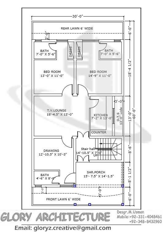 30x60 house  plan  elevation 3D view drawings  Pakistan 